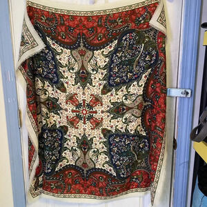 VTG Express Scarf Floral Silky Artsy Expression Impression Luxury Square 38”